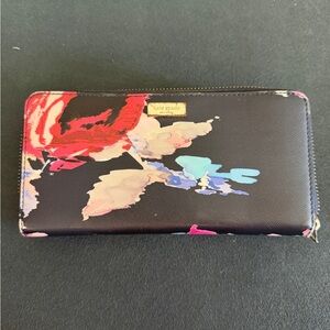 Kate Spade Black and Red Floral Wallet